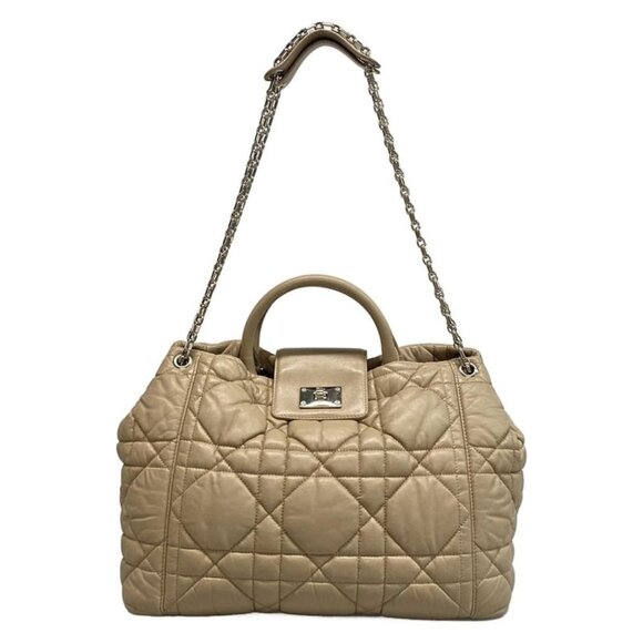 Dior Handbags - Dior Christian Tote Milly la Foret Beige Chain Shoulder Lambskin